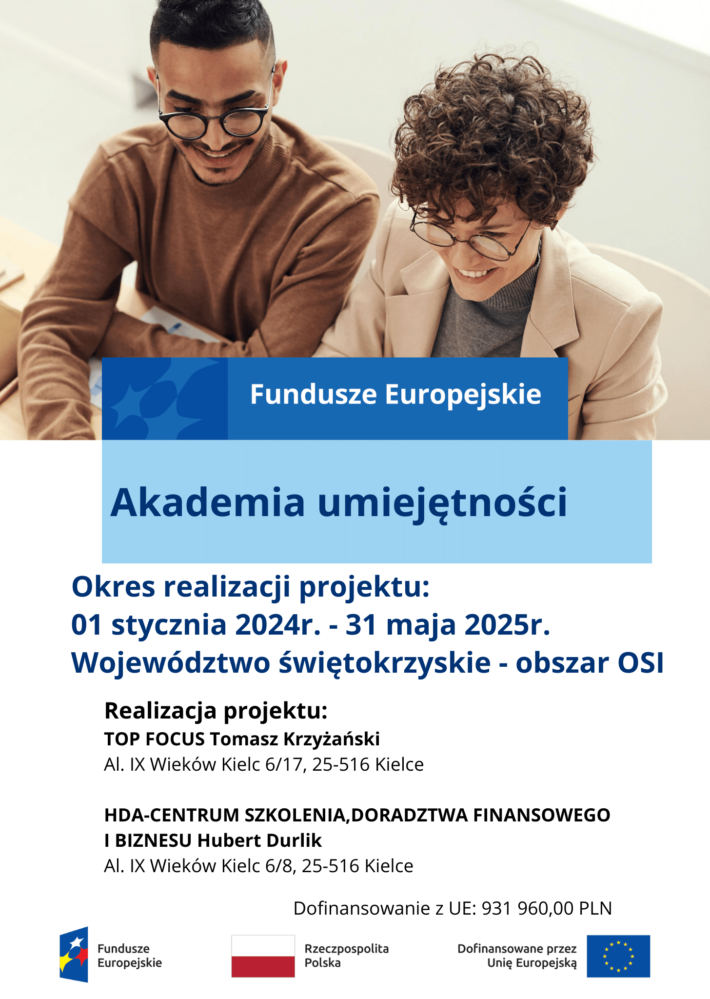 Plakat projektu "akademia umiejętności"